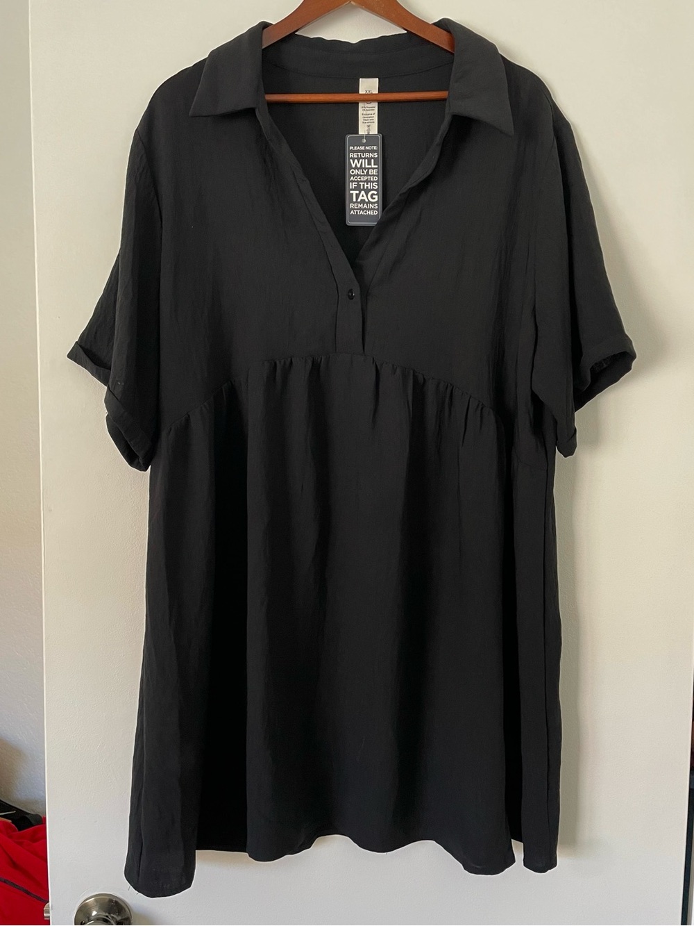 BMJL Black Babydoll Shirt Dress XXL Oversized Collared Minimalist Lagenlook NWT